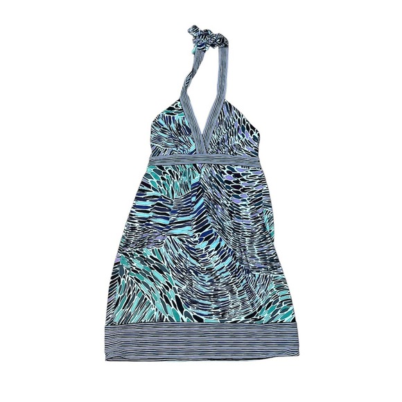 BCBGMaxAzria Dresses & Skirts - BCBGMaxazria Halter Dress Women's Size XS Babydoll Purple Graphic Print NWT